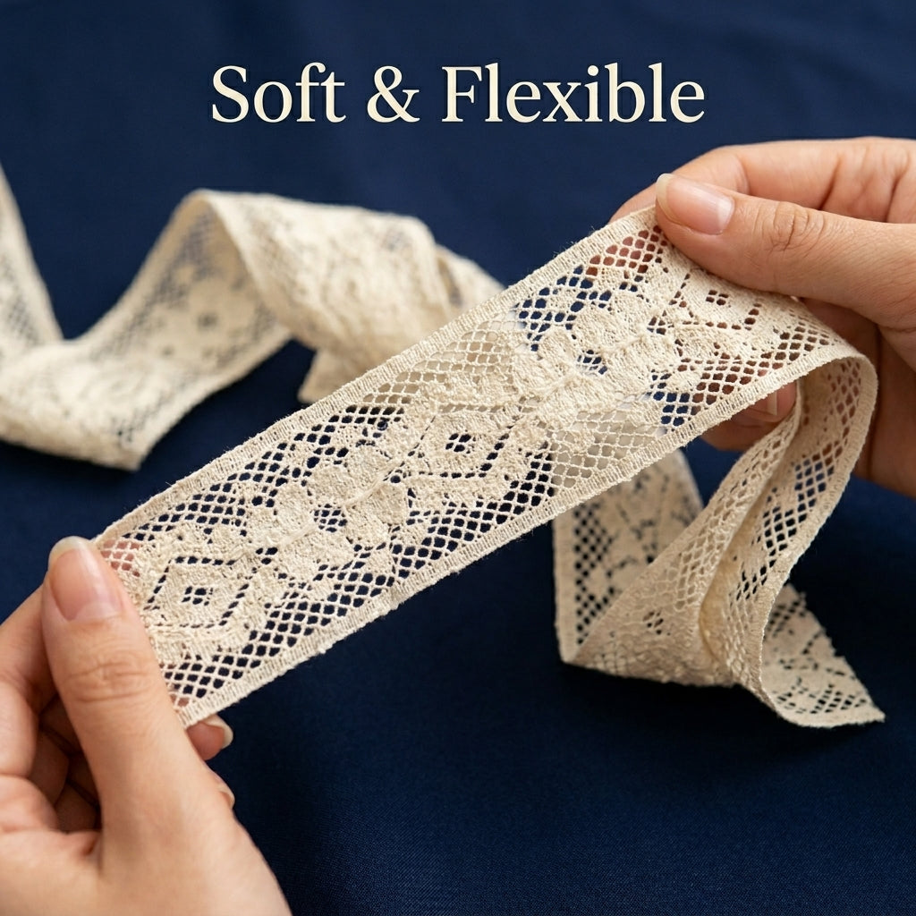 Diamond & Floral Net Raschel Lace Trim - 5 Mtr