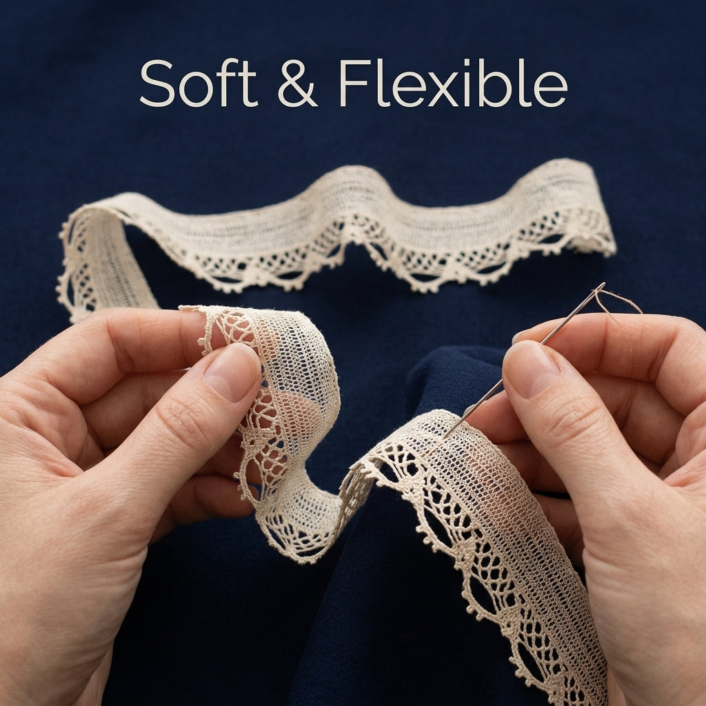 Off-White Scalloped Edge Crochet Lace Trim - 5 mtr