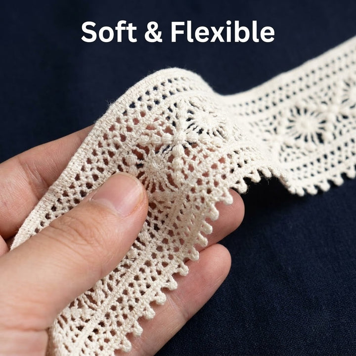 Natural Floral Chemical Cotton Lace - 5mtr