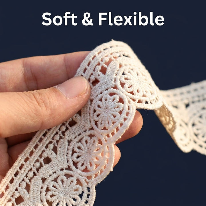 Natural Ornamental Chemical Cotton Lace - 5mtr