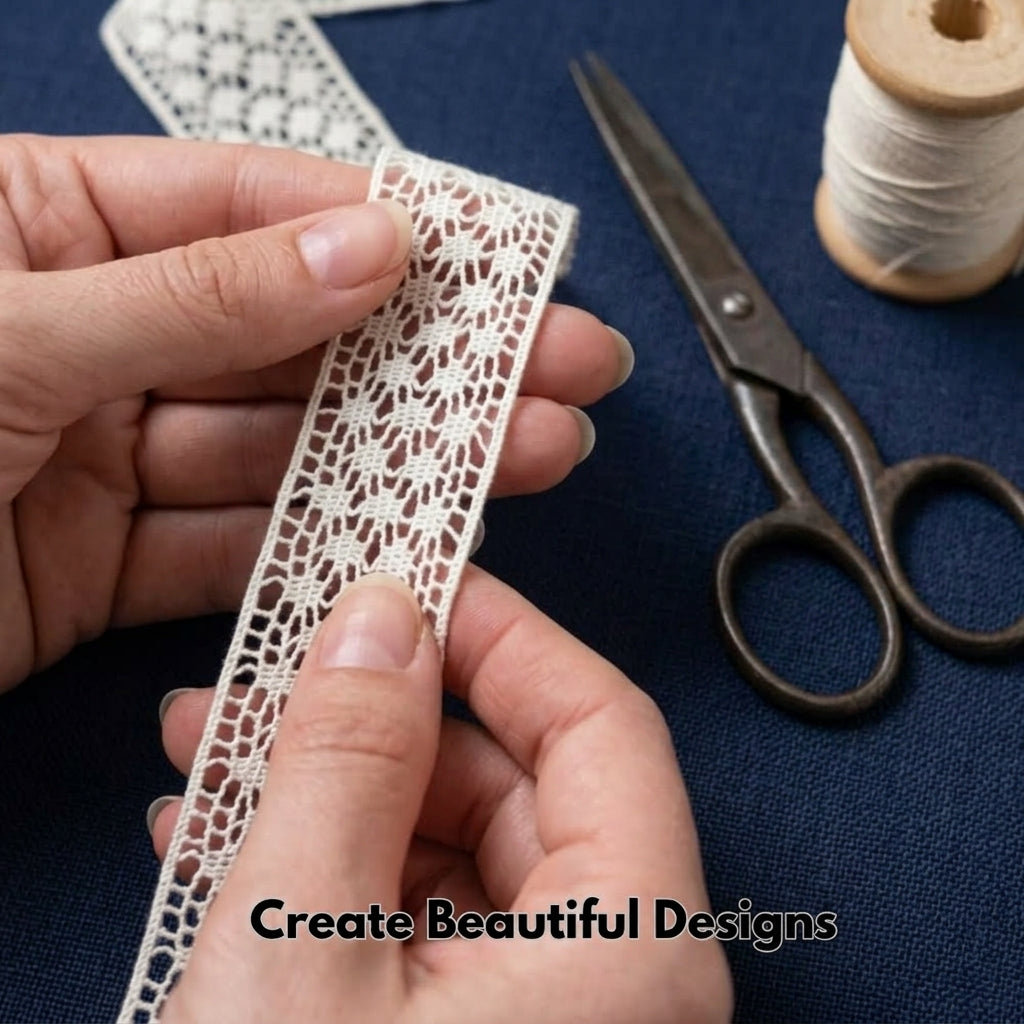 Off White Fine Yarn Design Crochet Lace Trim – 5 Mtr