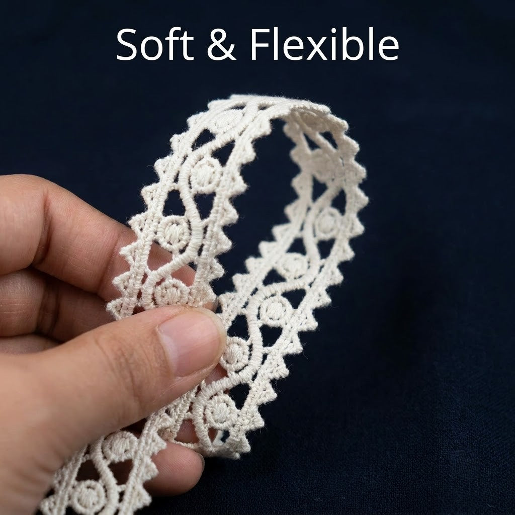 Natural Floral Chemical Cotton Lace - 5mtr
