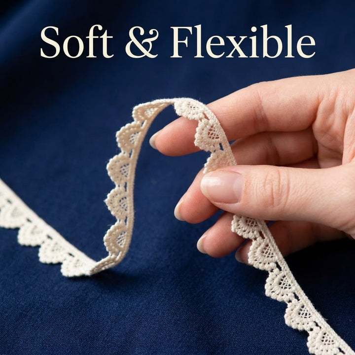 Natural Picot Edge Chemical Cotton Lace - 25 mtr