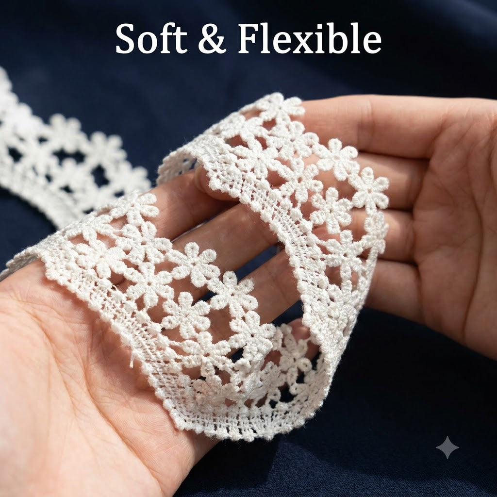 Natural Floral Vine Chemical Cotton Lace - 5mtr