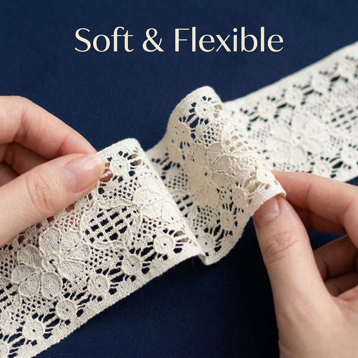Floral & Lattice Medallion Raschel Lace Trim - 5 Mtr