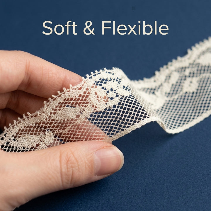 Sheer Floral Vine Net Raschel Lace Trim - 5 Mtr