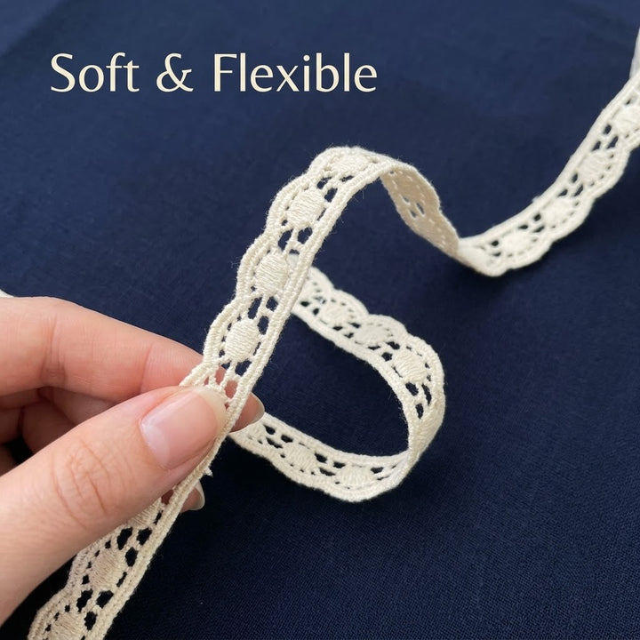Natural Wave Loop Chemical Cotton Lace - 25 mtr