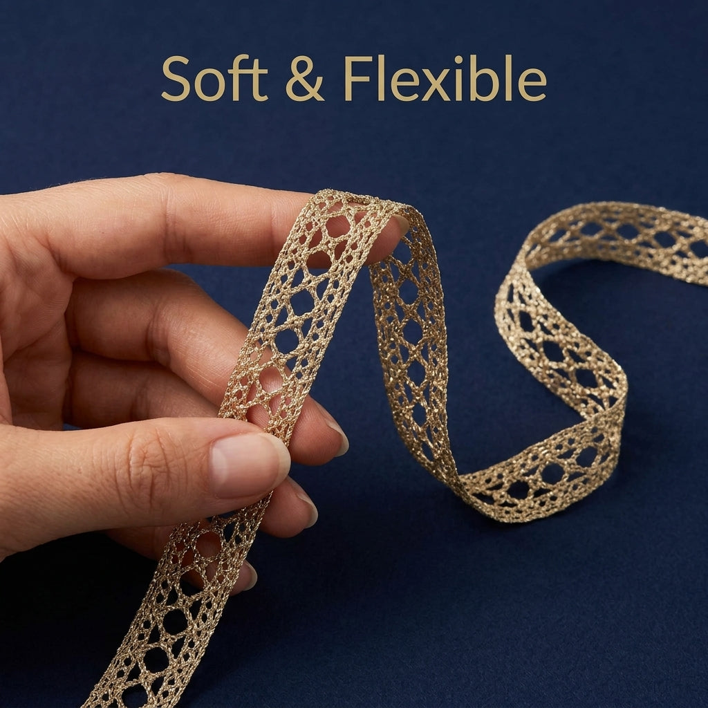 Golden Diamond Lattice Crochet Lace Trim - 5 mtr