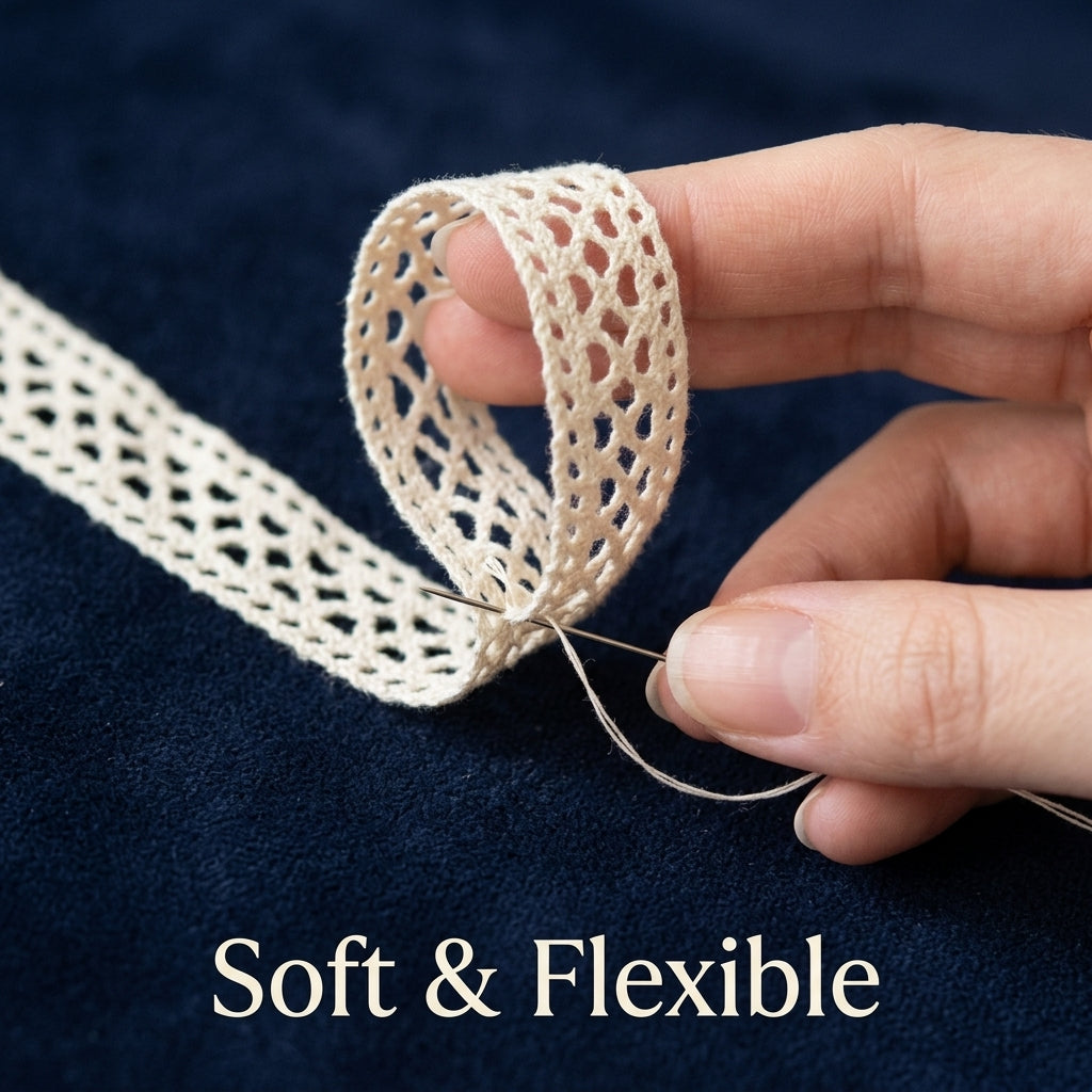 Off-White Diamond Crosshatch Crochet Lace Trim - 5 mtr