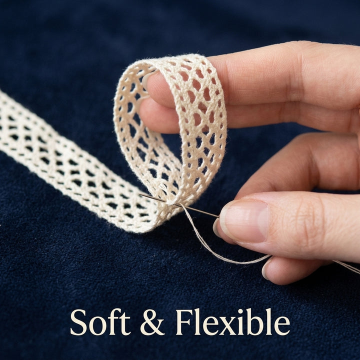 Off-White Diamond Crosshatch Crochet Lace Trim - 5 mtr