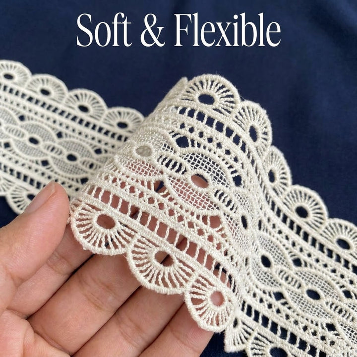 Natural Rosette Chemical Cotton Lace - 5mtr