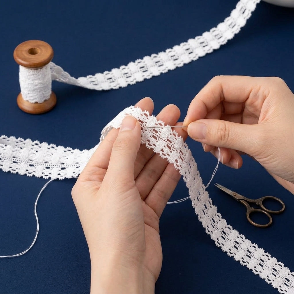 Off White Delicate dual scallop Cotton crochet lace Trim - 5 mtr