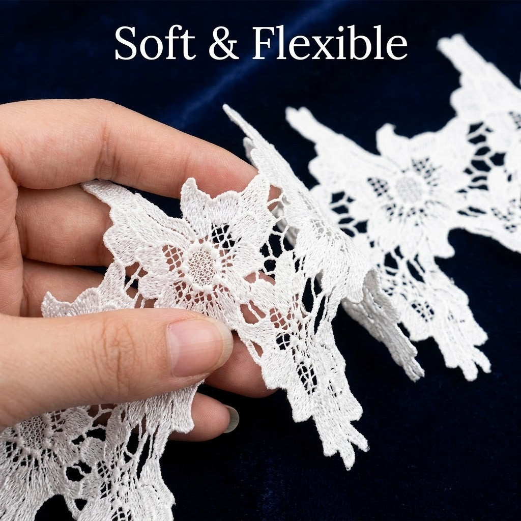 Off-White Floral Blossom Chemical Lace - 5 mtr