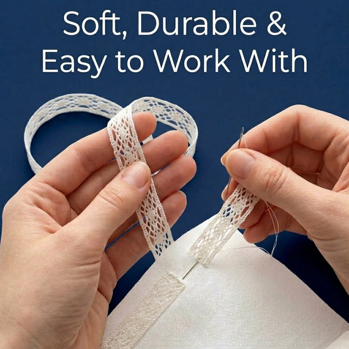 Off White Eye Cotton Crochet Lace Trim - 5 mtr
