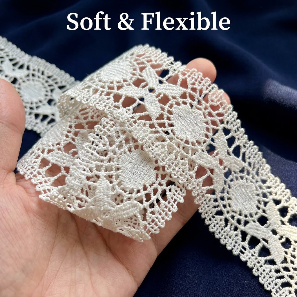 Natural Medallion Chemical Cotton Lace - 5mtr