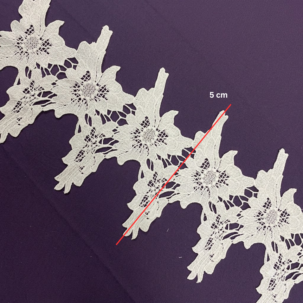 Off-White Floral Blossom Chemical Lace - 5 mtr