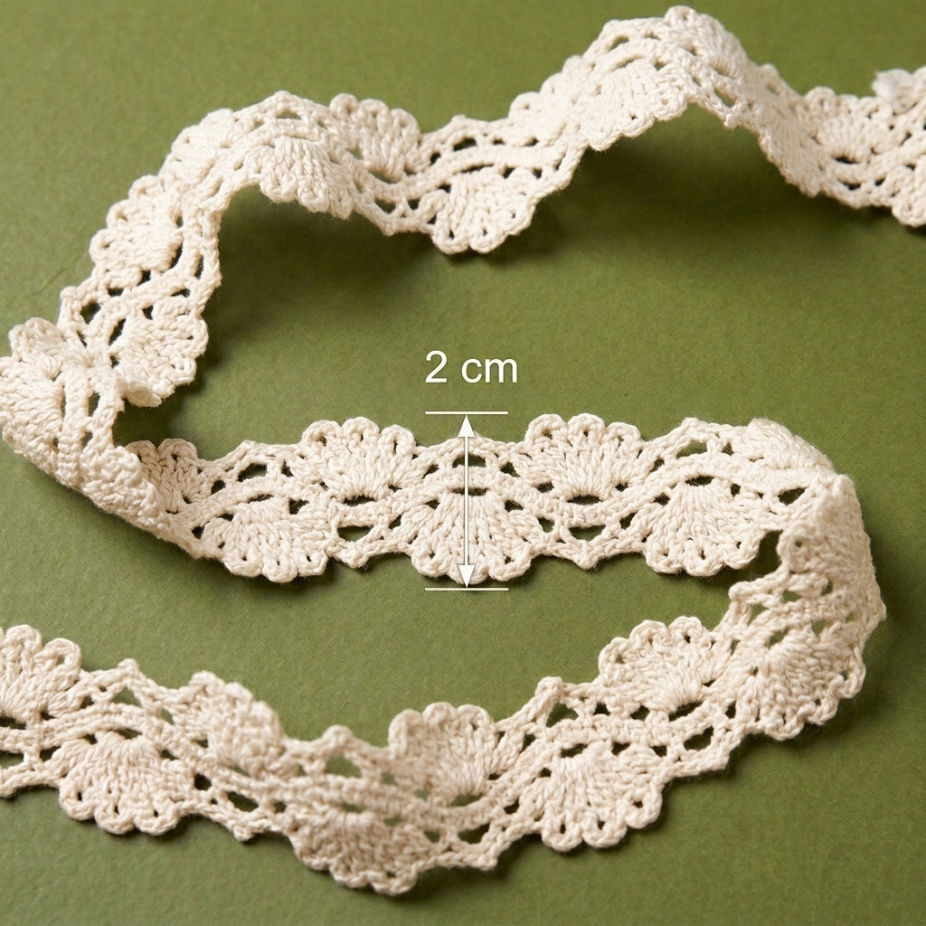 Natural cotton crochet lace with wave pattern Trim - 5 mtr