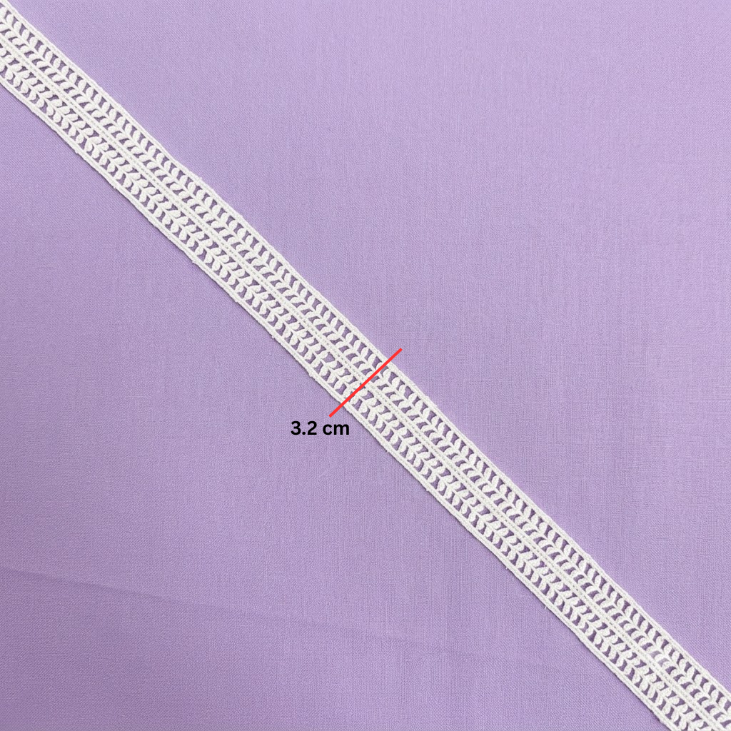 Natural Geometric Openwork Chemical Lace - 5 mtr
