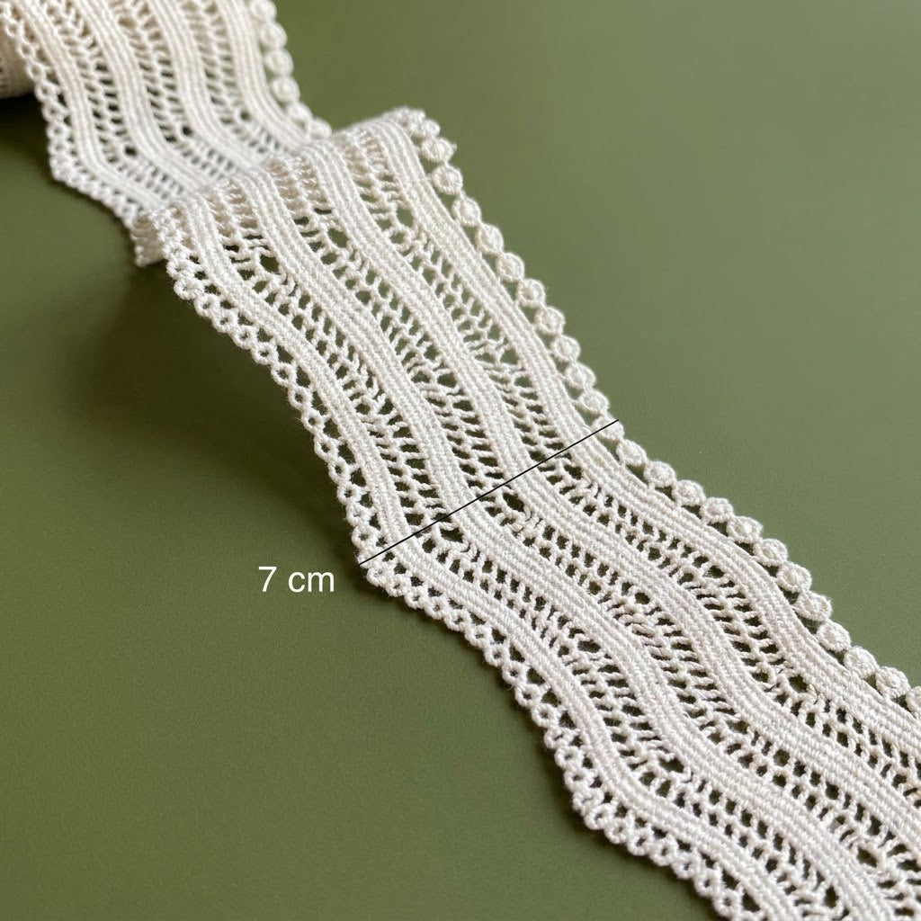 Natural Wavy Chemical Cotton Lace - 5mtr