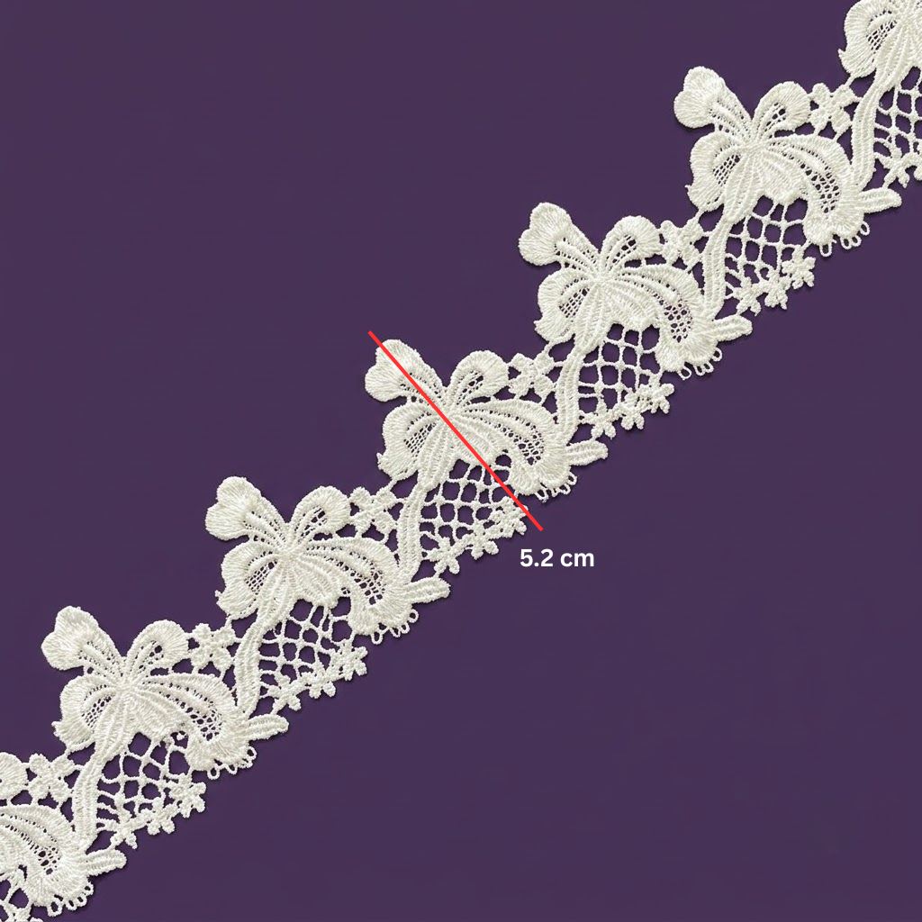 White Floral Chemical Lace - 5 mtr