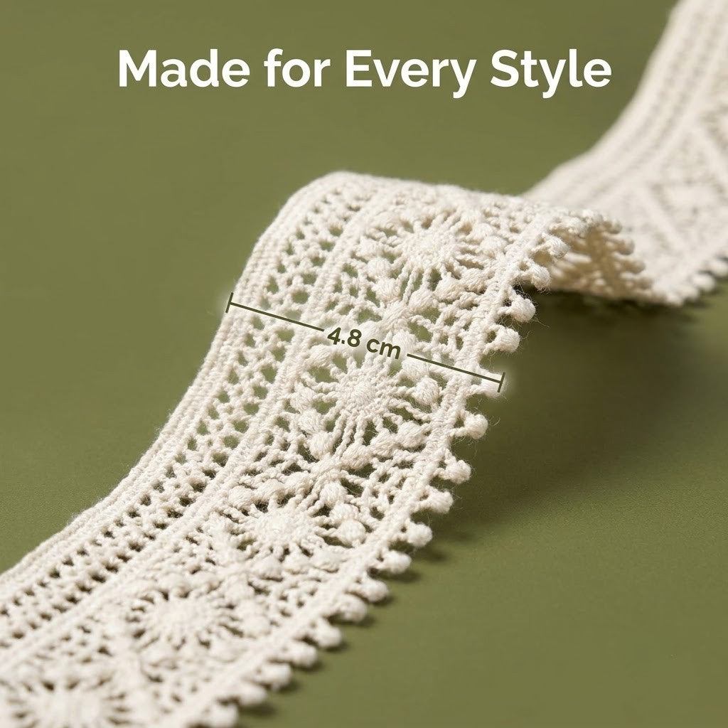 Natural Floral Chemical Cotton Lace - 5mtr