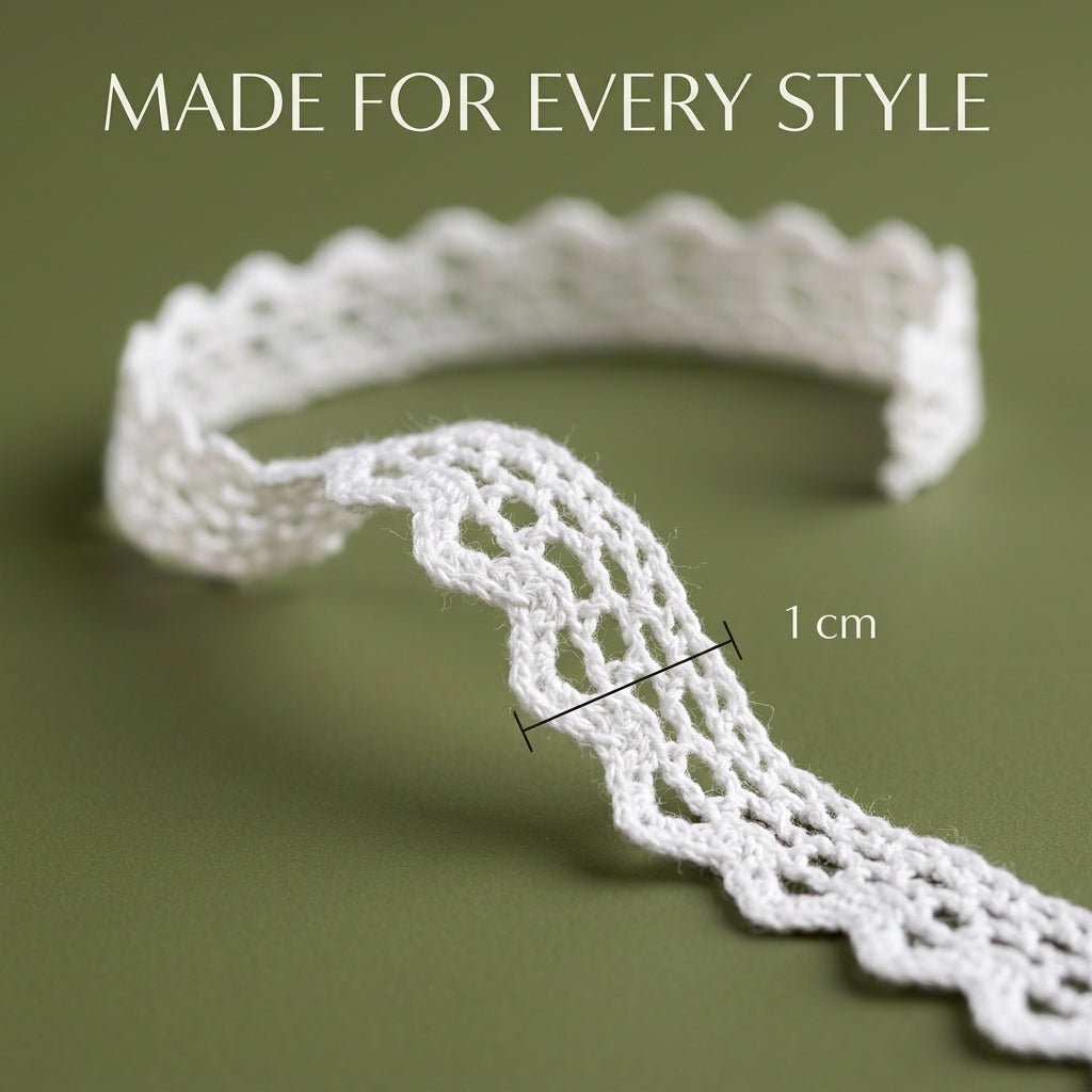White Scalloped Edge Crochet Lace Trim - 5 mtr