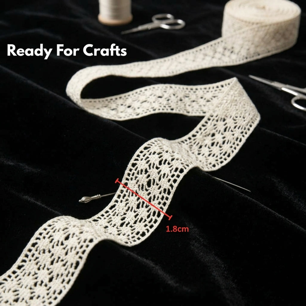 Off White Fine Yarn Design Crochet Lace Trim – 5 Mtr