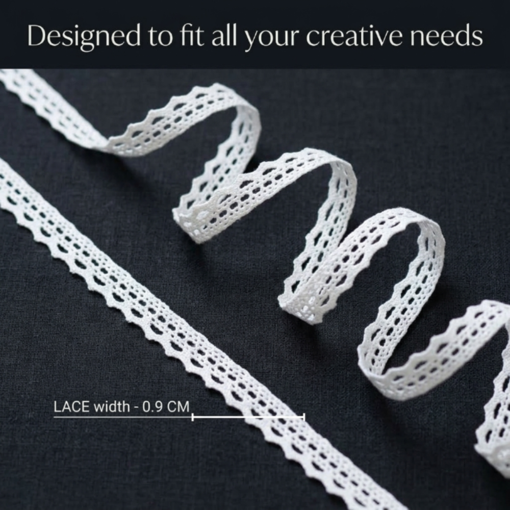 Off White Crochet Kingri Crochet Lace Trim - 10 mtr