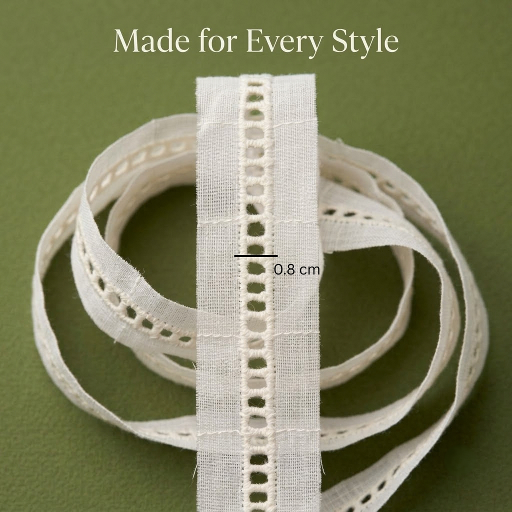 Natural Ladder Eyelet Schiffli Cotton Lace - 100 mtr
