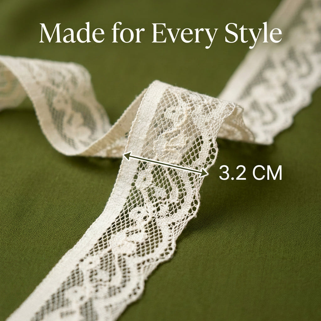 Floral Vine Scalloped Net Raschel Lace Trim - 5 Mtr