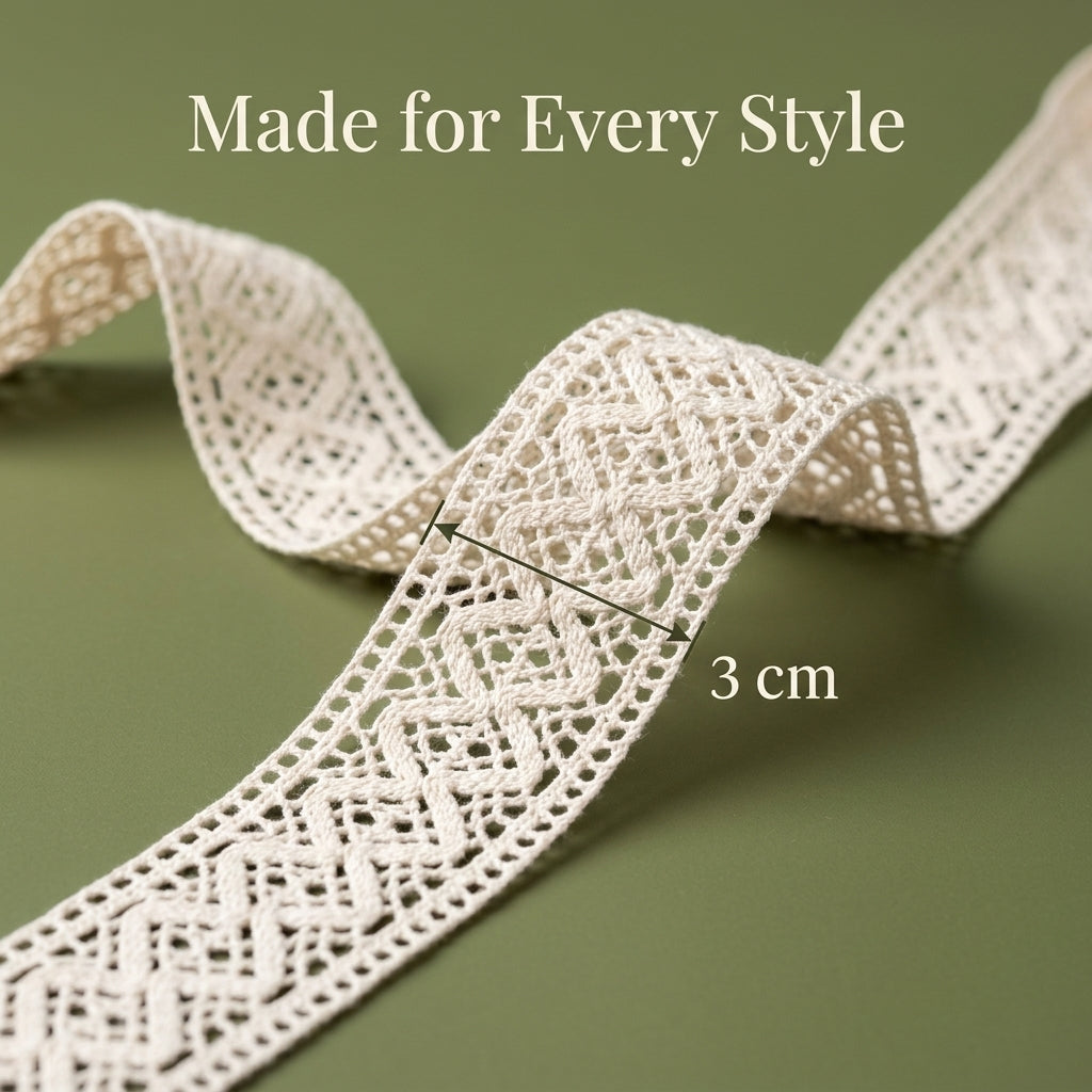 Off White Diamond Design Cotton Crochet Lace Trim - 5 mtr