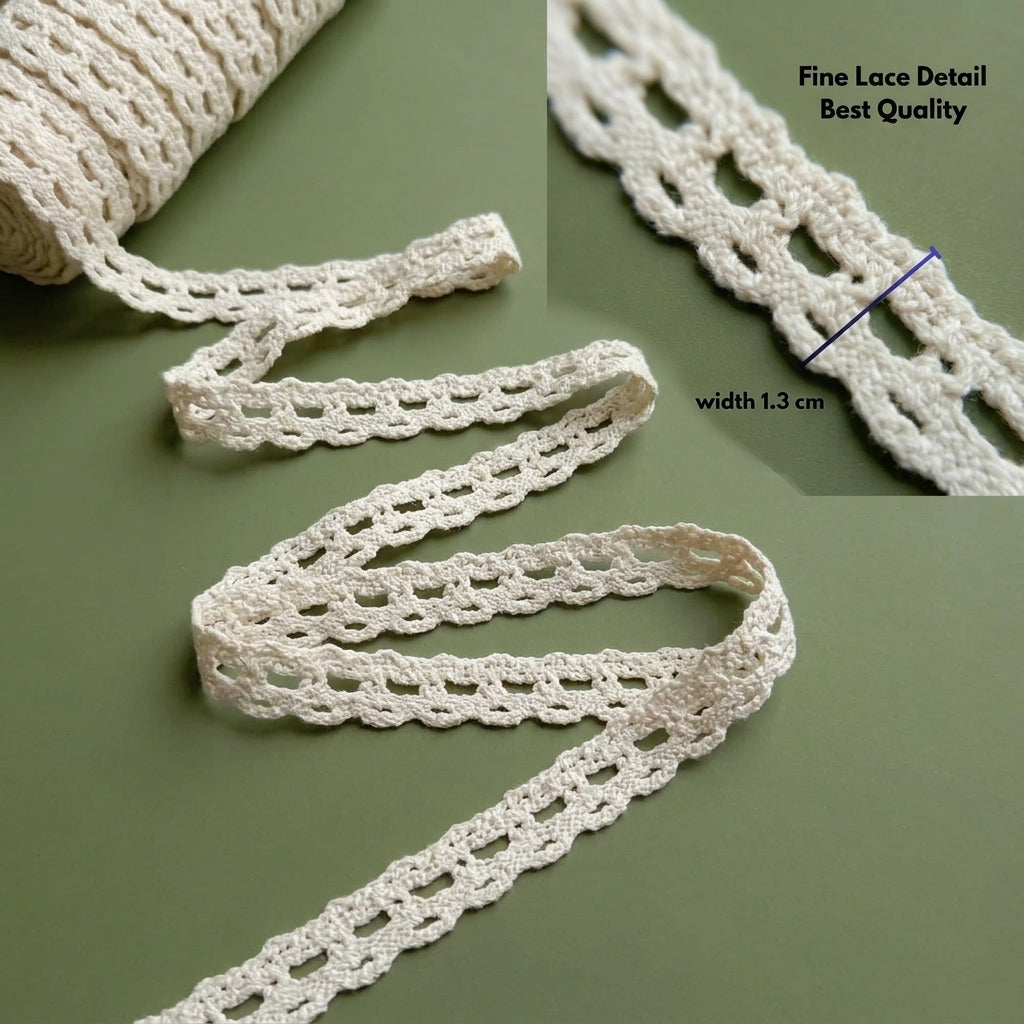 Natural Cotton Chunky Scallop Crochet Lace Trim - 5 mtr