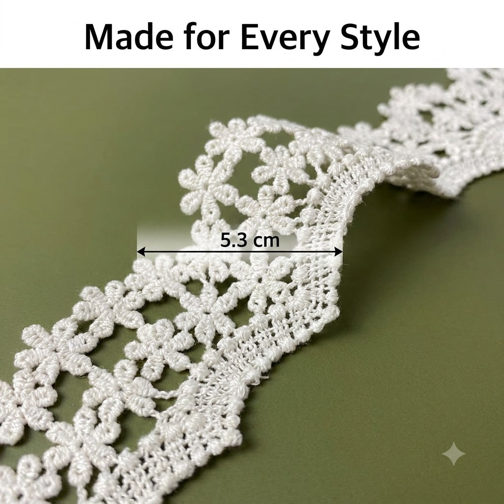 Natural Floral Vine Chemical Cotton Lace - 5mtr