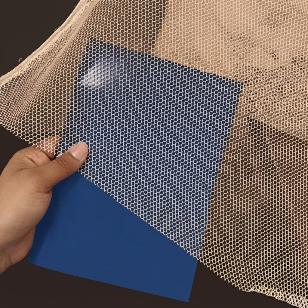 Beige Hexagonal Hard Can-Can Mesh Fabric - 5 Meters