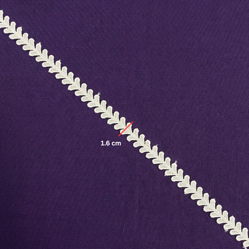 White Leaf Vine Chemical Lace - 5 mtr
