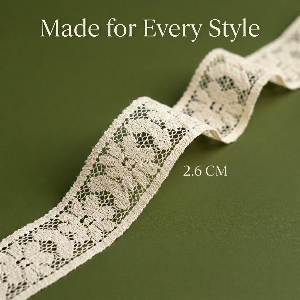 Fine Floral Net Raschel Lace Trim - 5 Mtr
