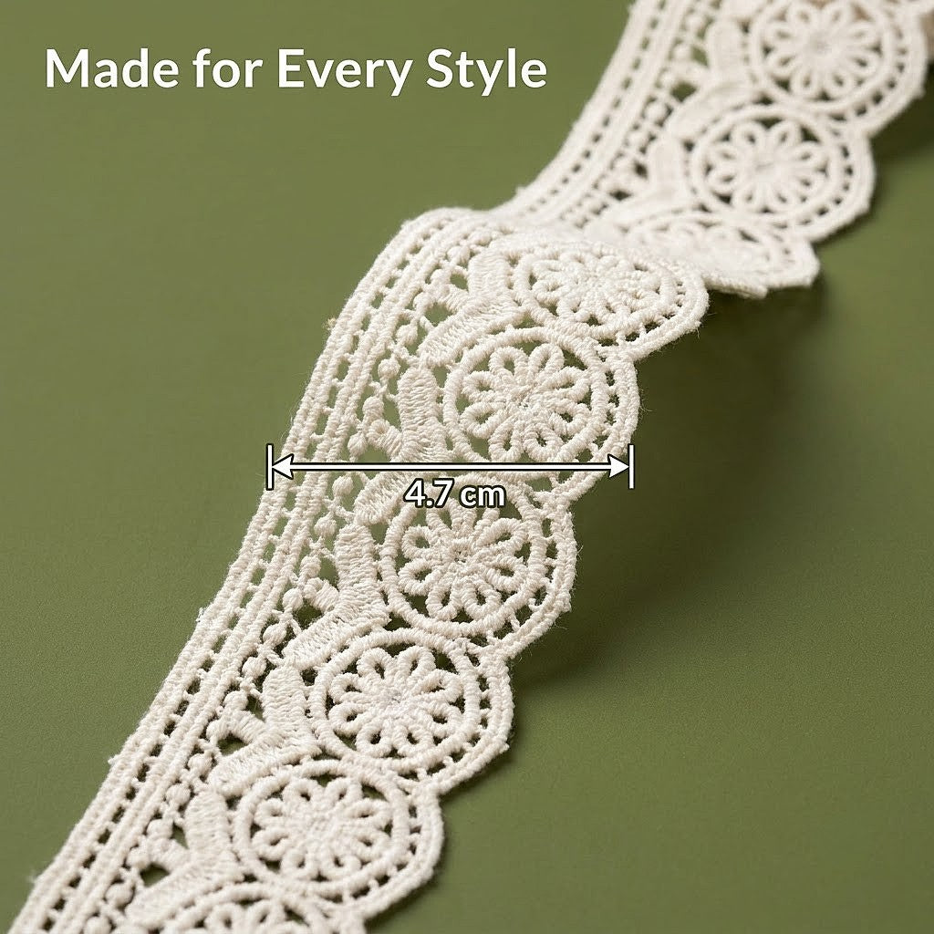 Natural Ornamental Chemical Cotton Lace - 5mtr