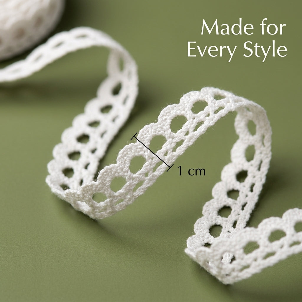 White Scalloped Edge Crochet Lace Trim - 5 mtr