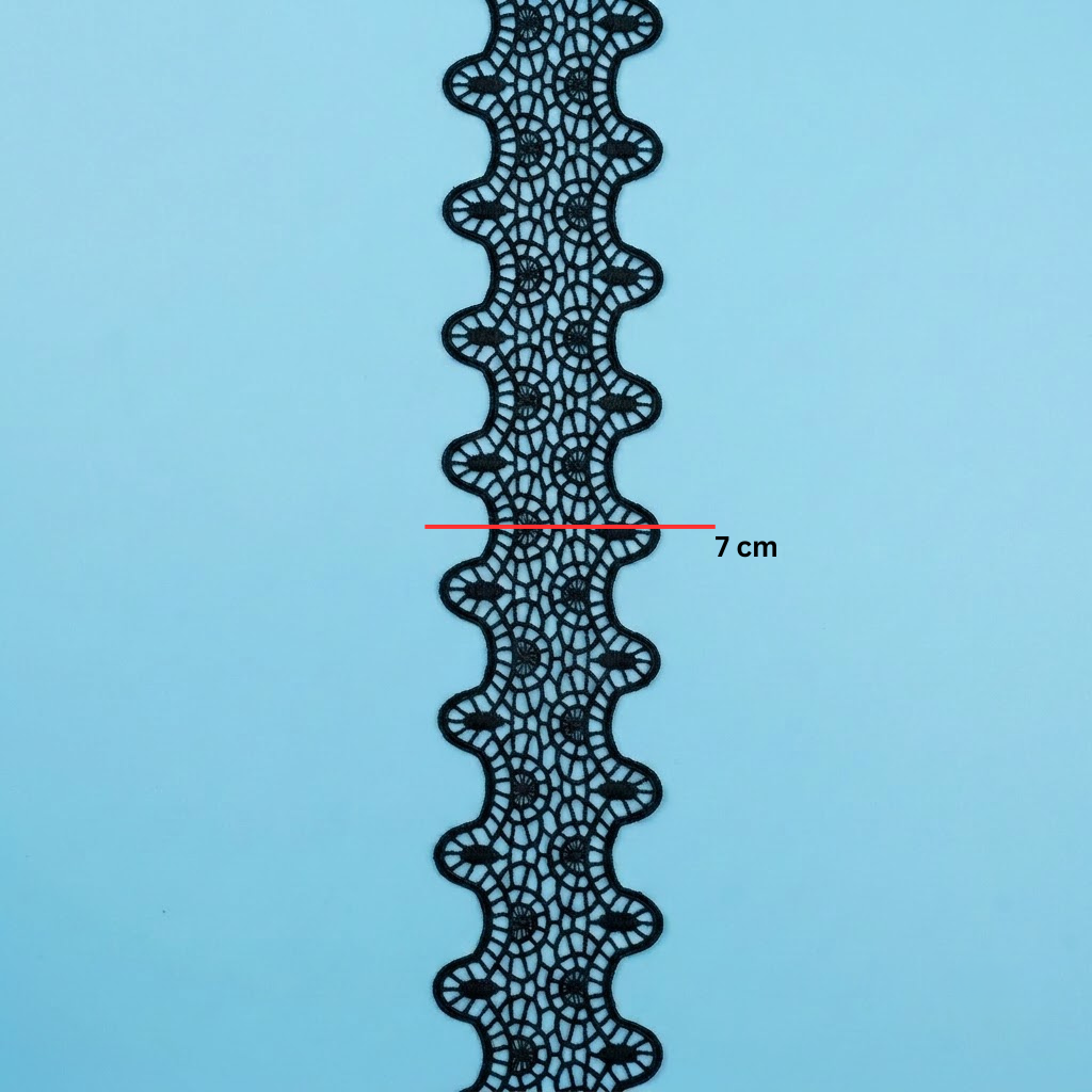 Black Wavy Mesh Chemical Lace - 5 mtr