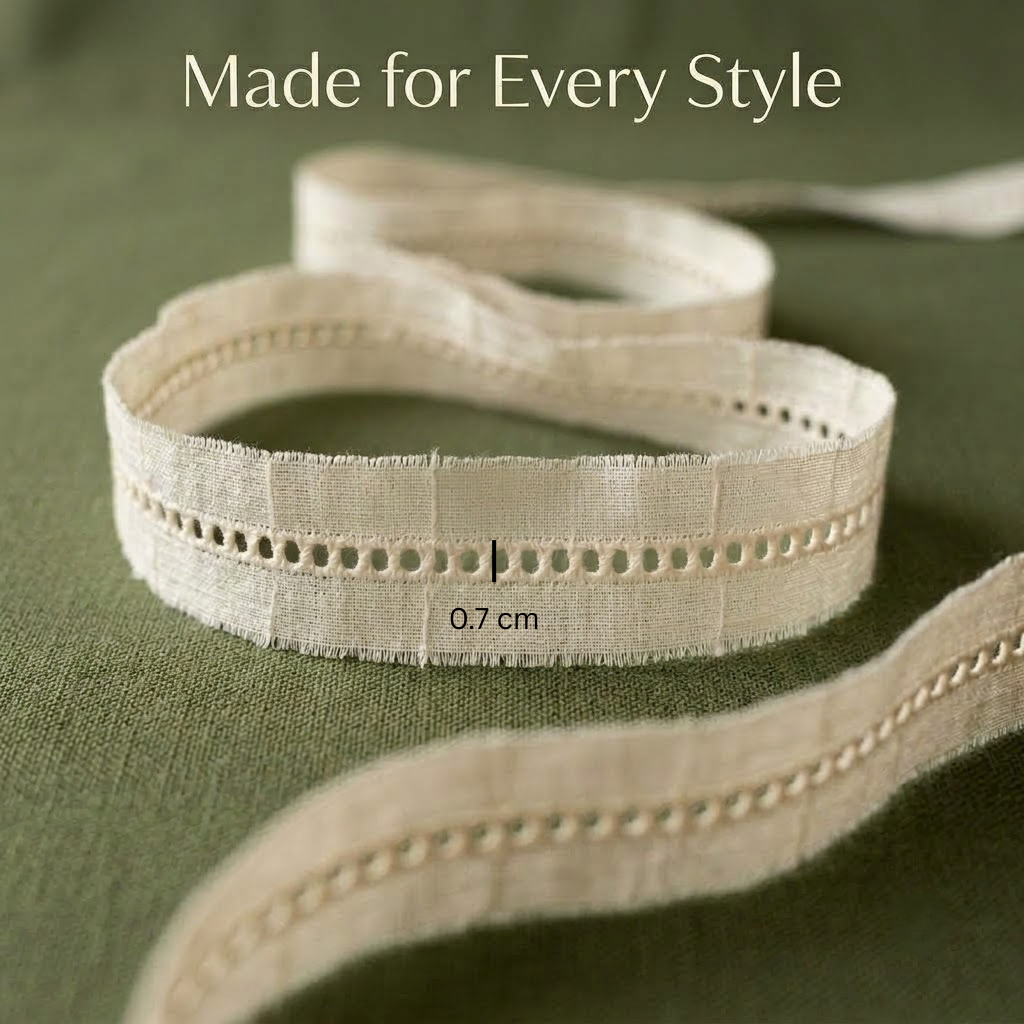 Natural Ladder Schiffli Cotton Lace - 100 mtr