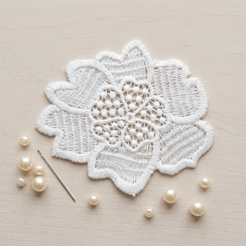 Off White Small Flower Chemical Patches – Pack of 2