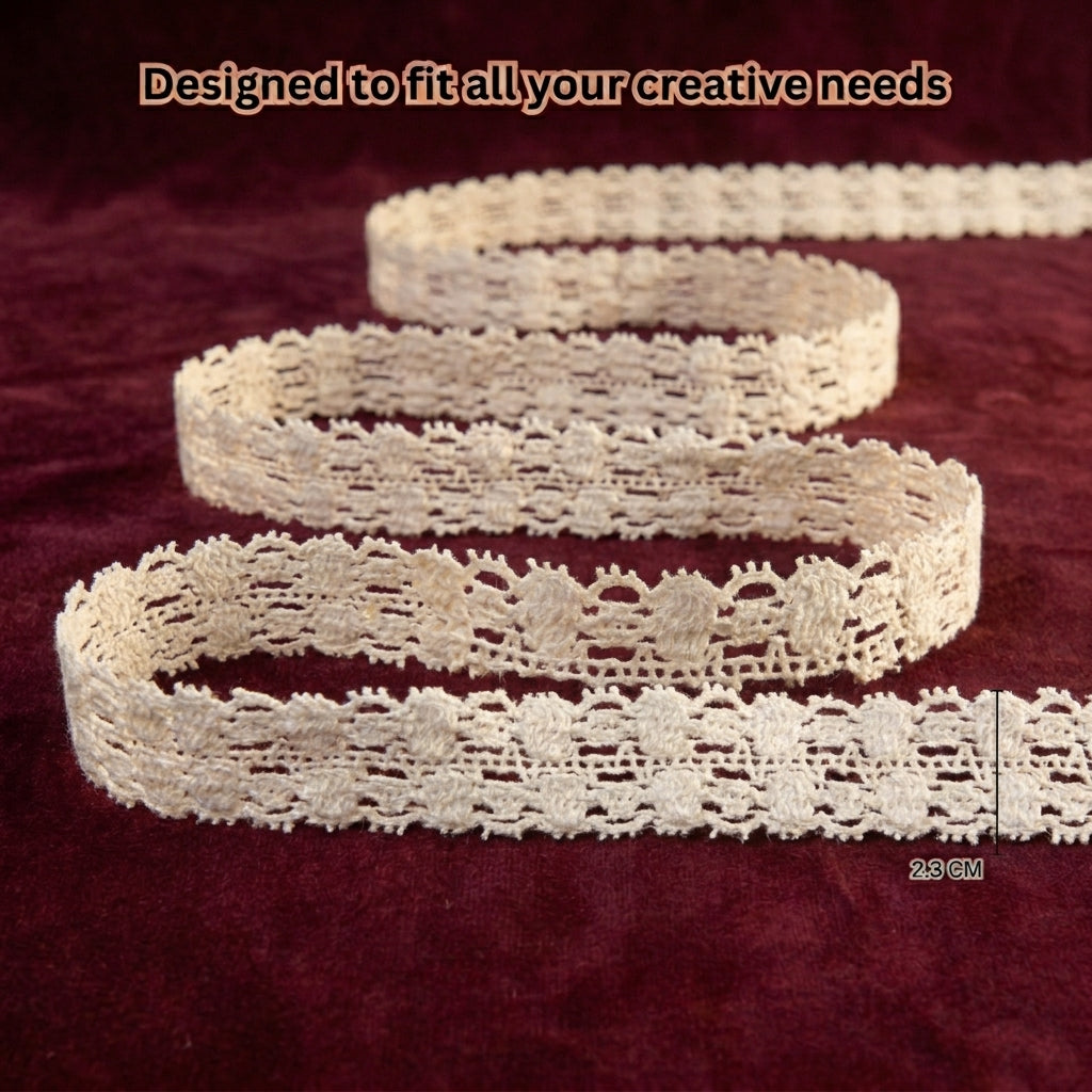 Off White Delicate dual scallop Cotton crochet lace Trim - 5 mtr