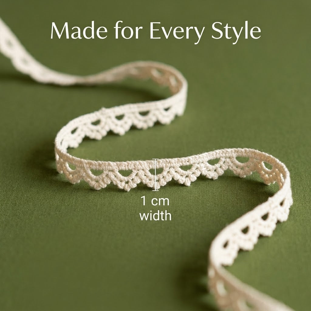 Natural Scalloped Edge Chemical Cotton Lace - 25 mtr