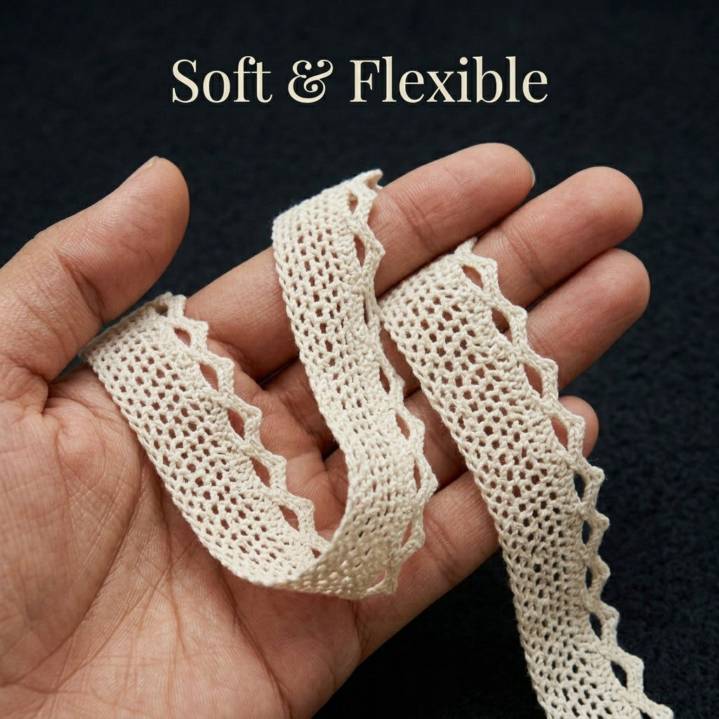 Natural Cotton Kingri Crochet Lace Trim – 5 Mtr