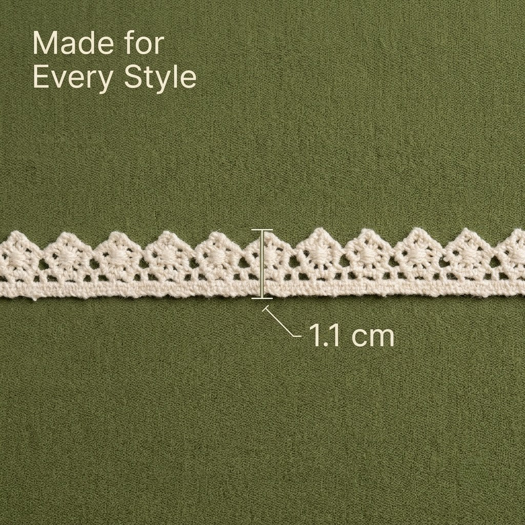 Natural Tiny Floral Scallop Chemical Cotton Lace - 25mtr