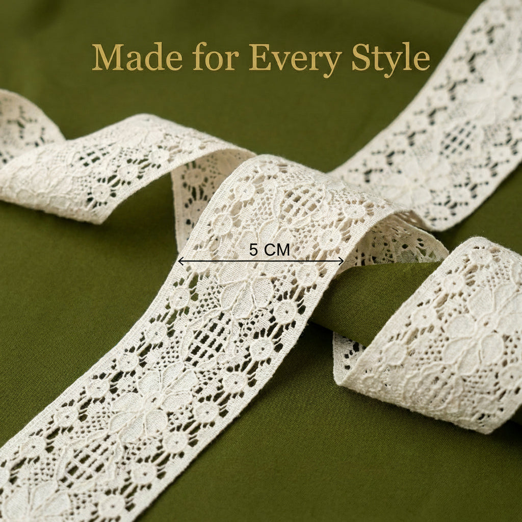 Floral & Lattice Medallion Raschel Lace Trim - 5 Mtr
