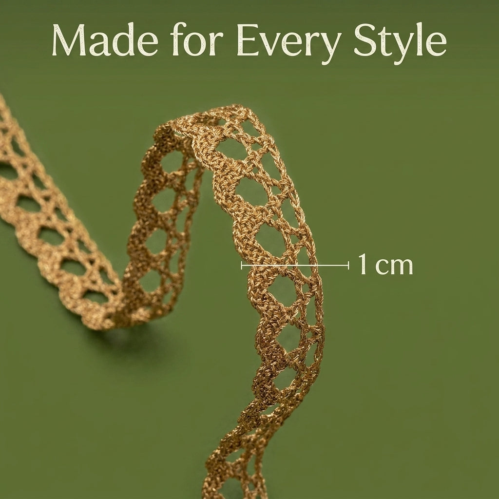 Golden Scalloped Eyelet Crochet Lace Trim - 5 mtr