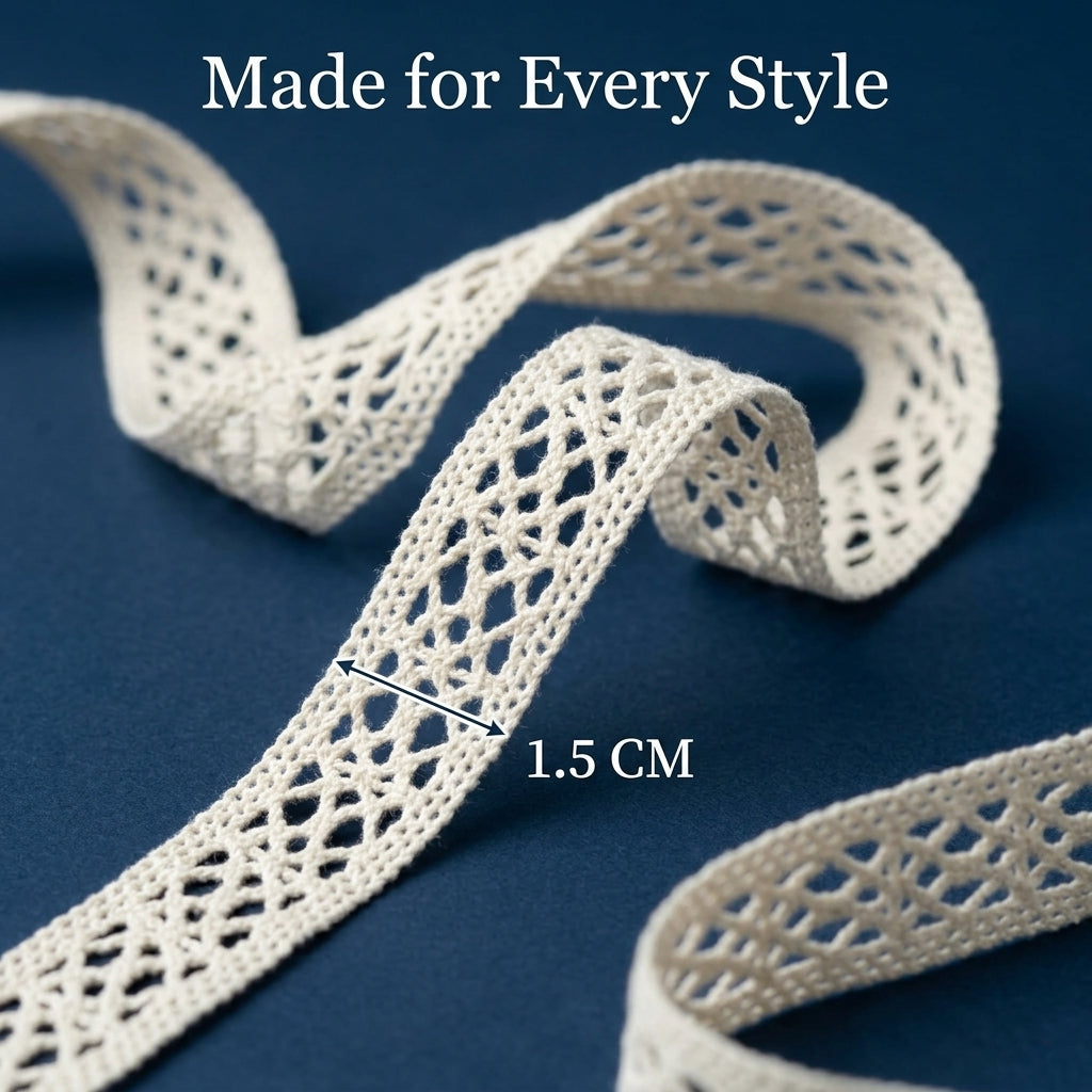 Off White Cotton Cycle Wheel Crochet Lace Trim - 5 mtr