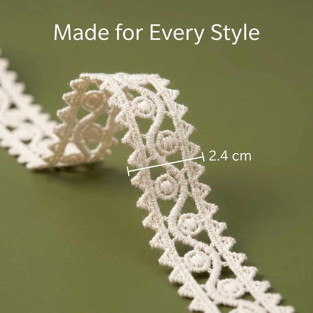 Natural Floral Chemical Cotton Lace - 5mtr