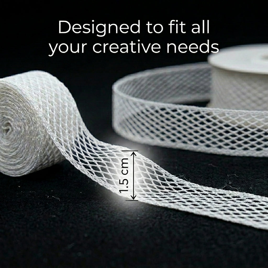 Off White Cotton Crochet Mesh Tulle Lace Trim - 5 mtr